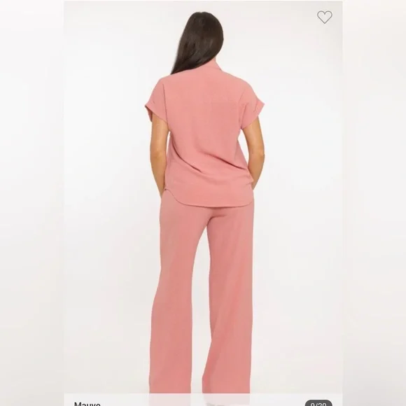Mauve Button-Up Shirt and Pants Set. New! - Picture 2 of 2